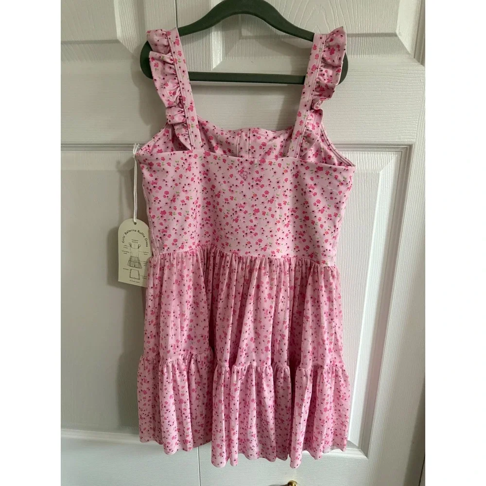 Blogilates Girls Ballerina Ruffle Dress Pink Floral  XL 14 Active Skort Dress